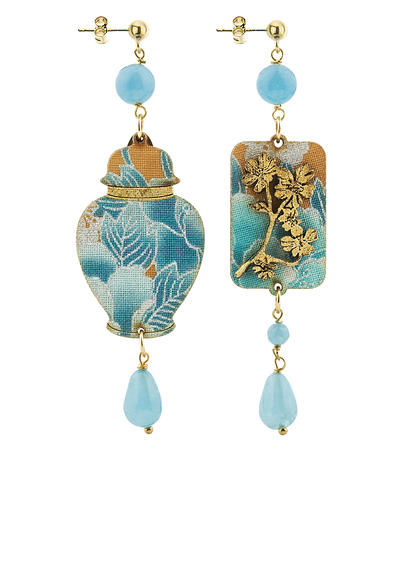 earrings-vase-silk-and-light-blue-shaded-leather